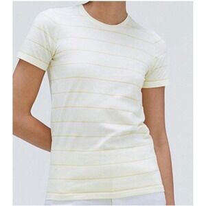 New Everlane Size Small Yellow Striped Crew Neck Short Sleeve Tee Organic Cotton